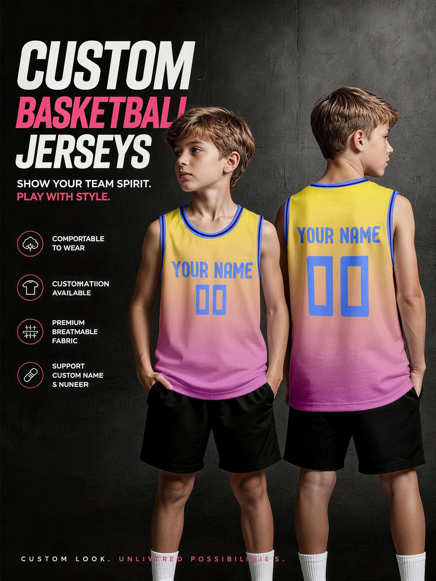 Embellish Knit - Sarı-Pembe Gradyan Mavi Detaylı Özel Basketbol