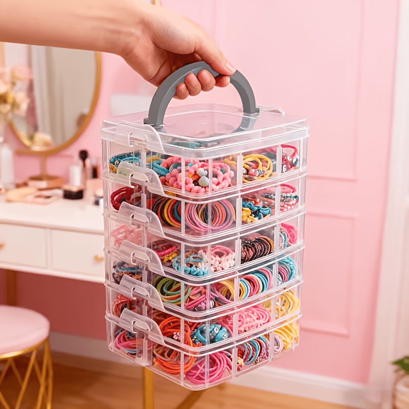 Craft Embellishment Storage - Kapaklı ve saplı, 5 katmanlı şeffaf
