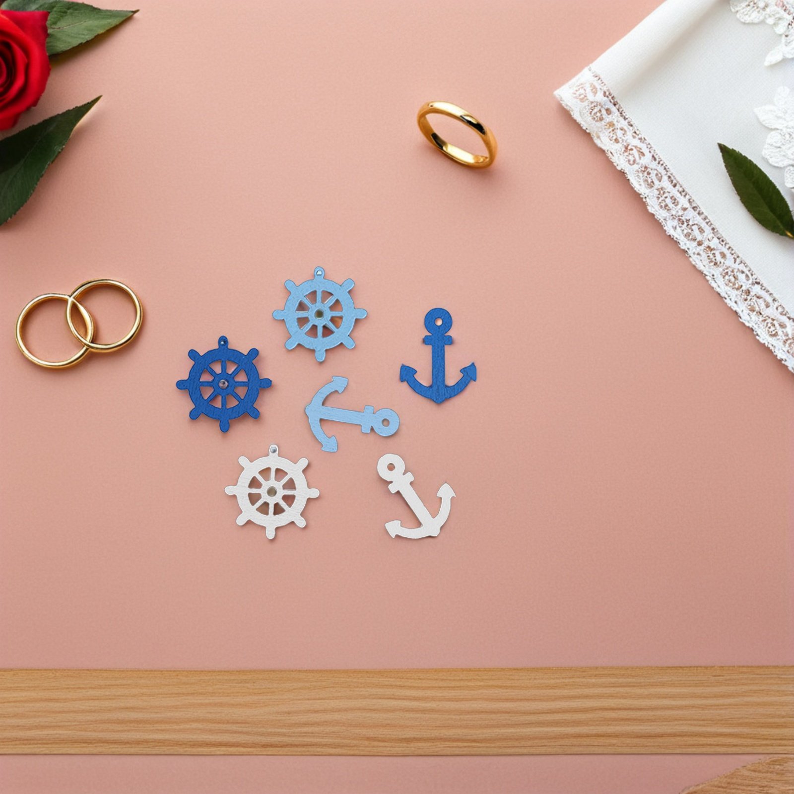 Embellishments For Scrapbooking - 100 Adet Ahşap Çapa Mini Kolye