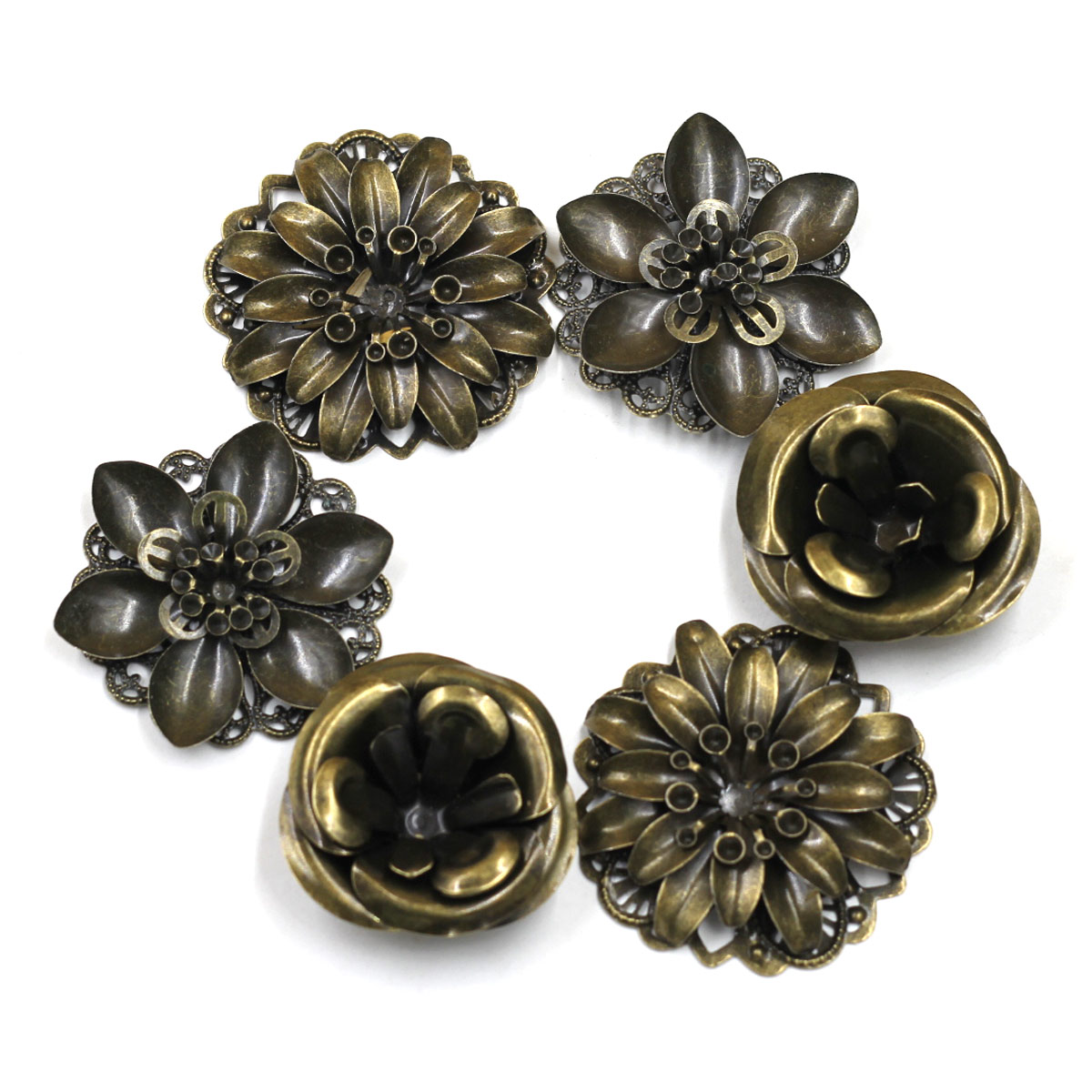 Embellishment Crafts - 6 Adet Bezemeler Kombinasyonu Çiçek Desen