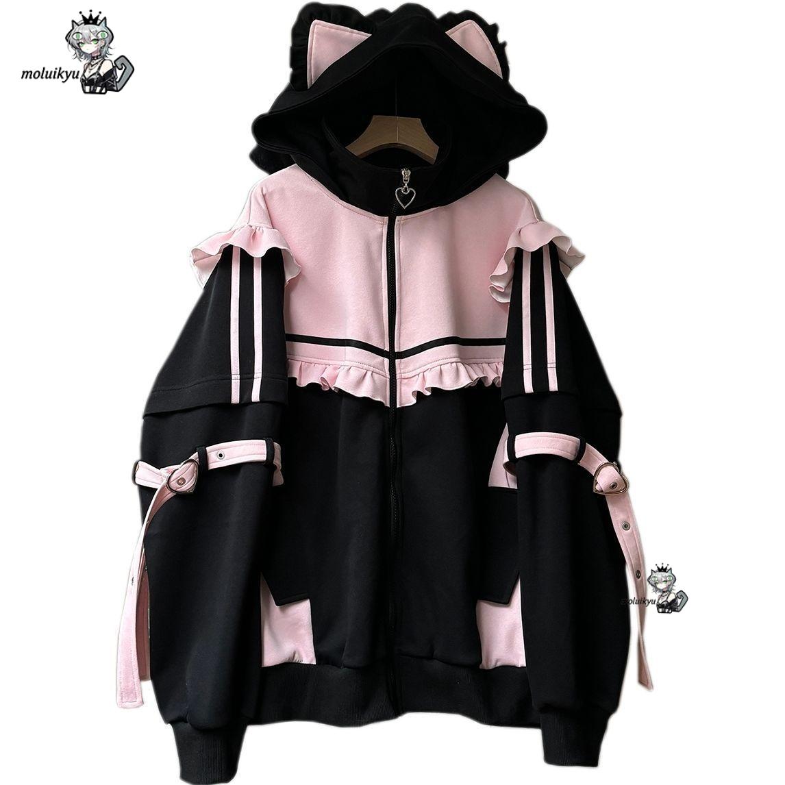 Embellish Knit - Y2K Kawaii Kedi Kulaklı Kapüşonlu Kadın